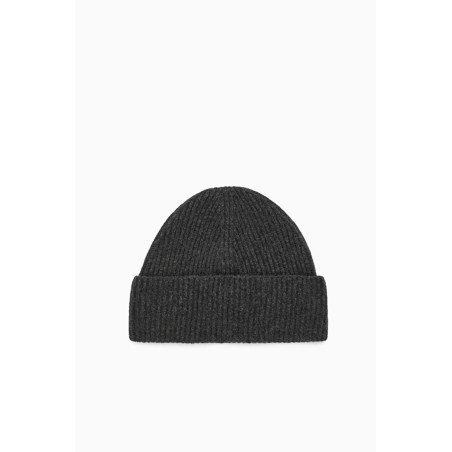 [Besonders] COS BEANIE AUS MERINOWOLLE DUNKELGRAU MELIERT