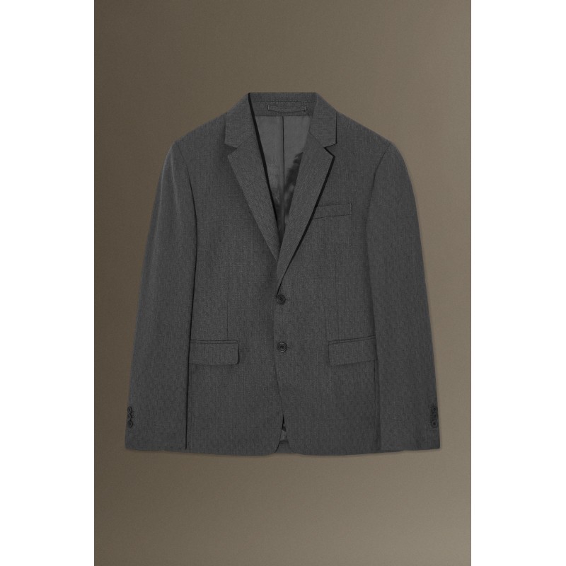 [Besonders] COS SCHMAL GESCHNITTENER BLAZER AUS WOLL-JACQUARD GRAU MELIERT