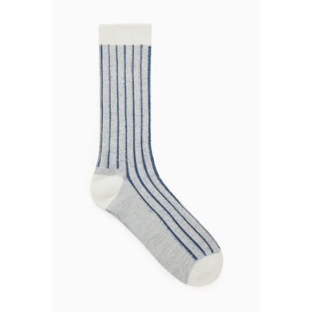 Klassiker COS GROB GERIPPTE WOLLSOCKEN CREMEWEISS/BLAU