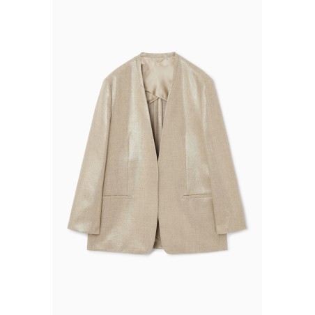 Klassiker COS KRAGENLOSER BLAZER AUS METALLIC-HOPSACK HELLES BEIGE