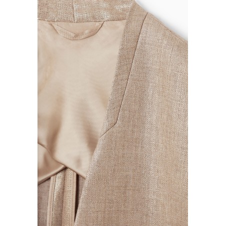 Klassiker COS KRAGENLOSER BLAZER AUS METALLIC-HOPSACK HELLES BEIGE