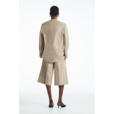 Klassiker COS KRAGENLOSER BLAZER AUS METALLIC-HOPSACK HELLES BEIGE