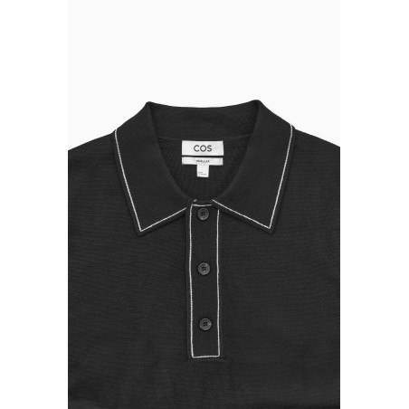 Klassiker COS POLOSHIRT AUS WOLLE MIT KONTRASTNÄHTEN SCHWARZ/WEISS