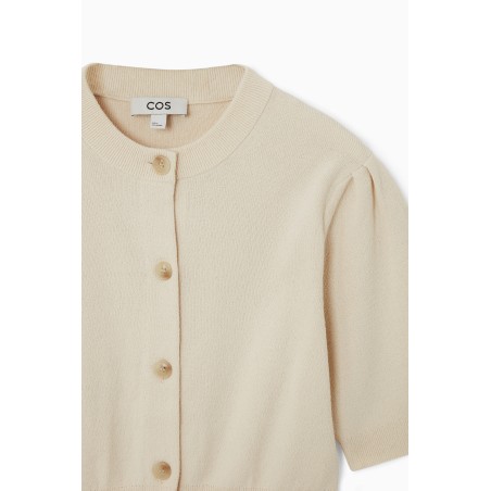 COS VERKÜRZTE, KURZÄRMLIGE STRICKJACKE HELLES BEIGE (Heißes Angebot)