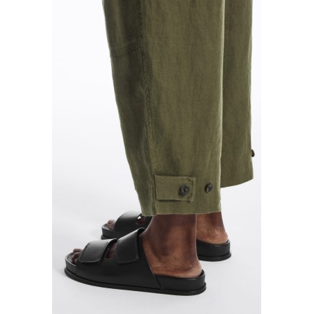 COS VERKÜRZTE LEINENHOSE MIT WEITEM BEIN KHAKI (Heißes Angebot)