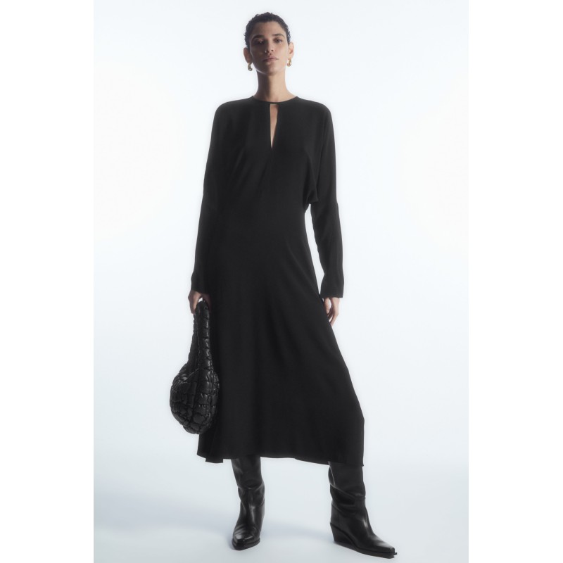 Rabatt COS MIDIKLEID MIT CUT-OUTS UND AUSGESTELLTEM ROCK SCHWARZ