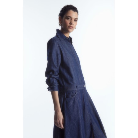 Rabatt COS MIDI-HEMDBLUSENKLEID AUS DENIM INDIGOBLAU