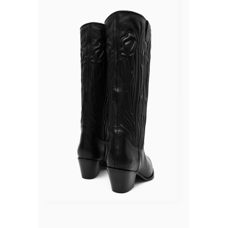 [Sonderpreis] COS BESTICKTE COWBOYSTIEFEL AUS LEDER SCHWARZ