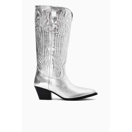 [Sonderpreis] COS BESTICKTE COWBOYSTIEFEL AUS LEDER SILBER