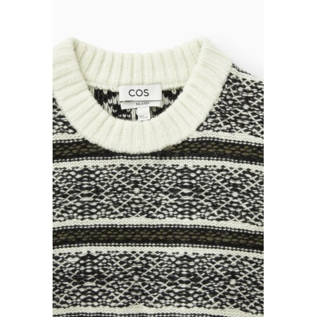 [Sonderpreis] COS WOLLPULLOVER MIT FAIR-ISLE-MUSTER WEISS/SCHWARZ