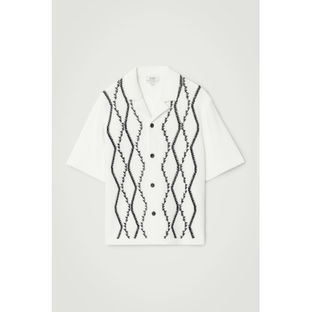 Original COS KURZARMHEMD MIT ABSTRAKTEM ARGYLE-PRINT WEISS