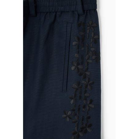 [Sonderpreis] COS ELEGANTE HOSE MIT FLORALEN STICKEREIEN NAVYBLAU