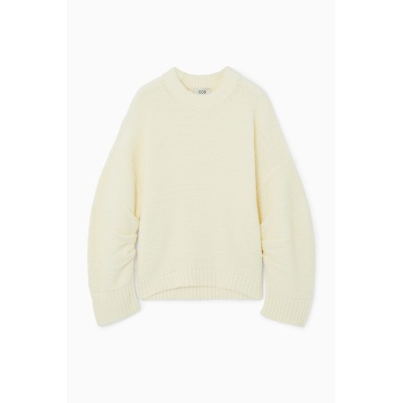 Letzte COS PULLOVER MIT GERAFFTEN ÄRMELN CREME