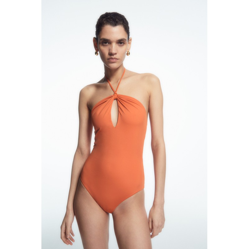 Letzte COS NECKHOLDER-BADEANZUG AUS SCUBA MIT CUT-OUTS ORANGE