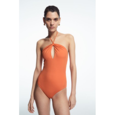 Letzte COS NECKHOLDER-BADEANZUG AUS SCUBA MIT CUT-OUTS ORANGE