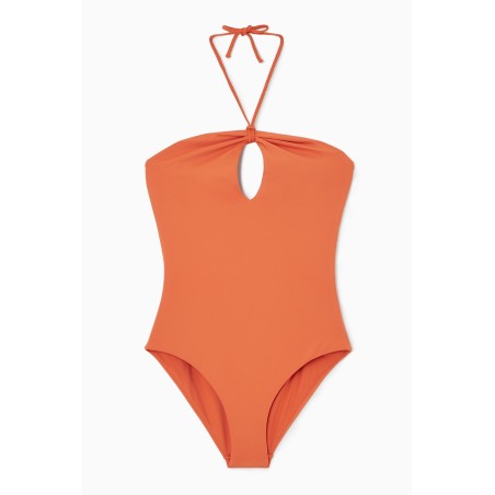 Letzte COS NECKHOLDER-BADEANZUG AUS SCUBA MIT CUT-OUTS ORANGE