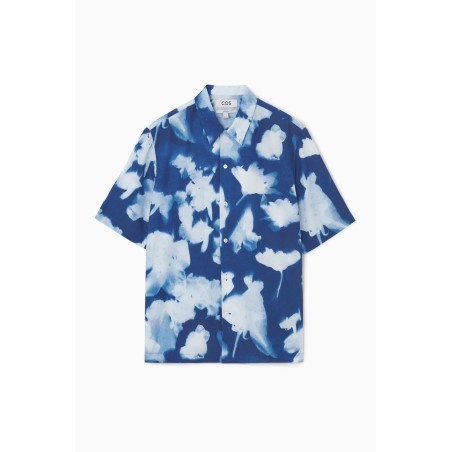 Letzte COS KURZARMHEMD MIT ABSTRAKTEM BLUMEN-PRINT BLAU/FLORALER PRINT