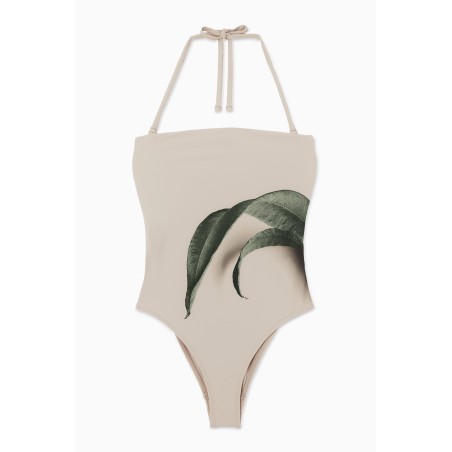 Meistverkauft COS BANDEAU-BADEANZUG MIT BLATT-PRINT BEIGE/BLATT-PRINT