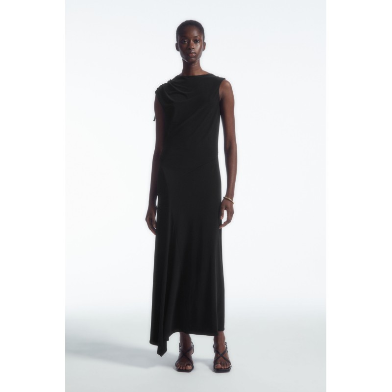 Original COS ASYMMETRISCHES MAXIKLEID MIT WASSERFALLAUSSCHNITT SCHWARZ