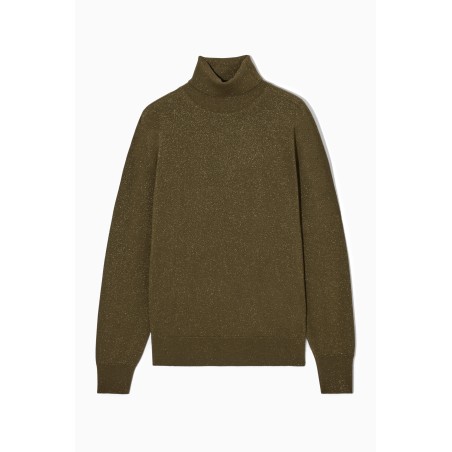 Meistverkauft COS ROLLKRAGENPULLOVER AUS MERINOWOLLE KHAKI/GLITZER