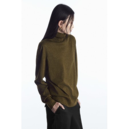 Meistverkauft COS ROLLKRAGENPULLOVER AUS MERINOWOLLE KHAKI/GLITZER