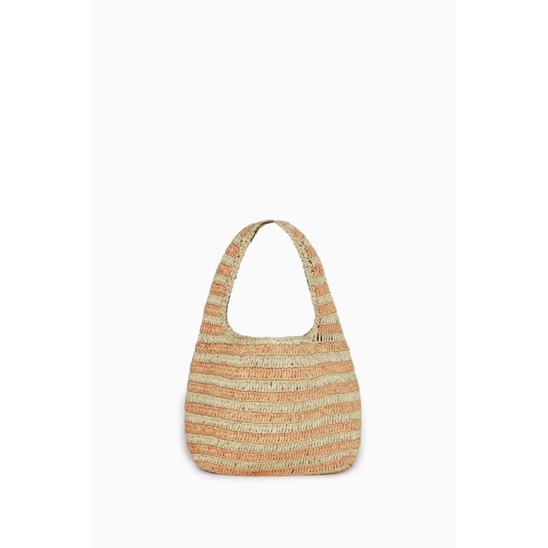 Meistverkauft COS KLEINE SCHULTERTASCHE AUS BAST BEIGE/ORANGE/GESTREIFT