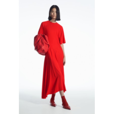 Original COS ASYMMETRISCHES, DRAPIERTES MIDIKLEID Rot