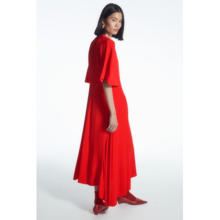 Original COS ASYMMETRISCHES, DRAPIERTES MIDIKLEID Rot