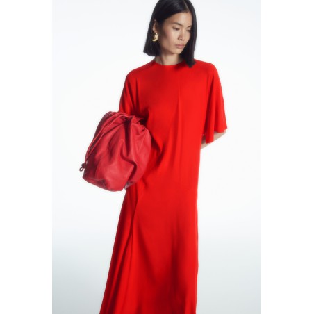 Original COS ASYMMETRISCHES, DRAPIERTES MIDIKLEID Rot