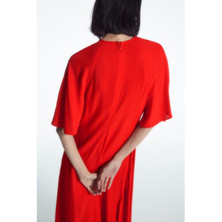 Original COS ASYMMETRISCHES, DRAPIERTES MIDIKLEID Rot