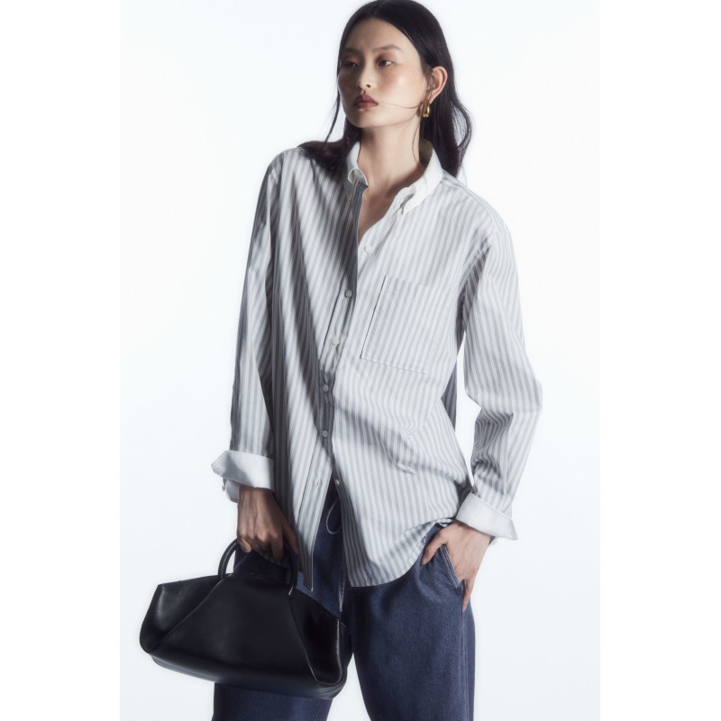 COS OVERSIZED-HEMD MIT NADELSTREIFEN Dunkelgrau Im Angebot