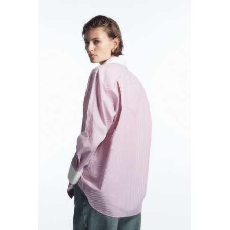 COS OVERSIZED-HEMD MIT NADELSTREIFEN Rot Im Angebot