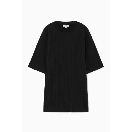 COS OVERSIZED-T-SHIRT AUS JERSEY IN KNITTEROPTIK SCHWARZ Im Angebot