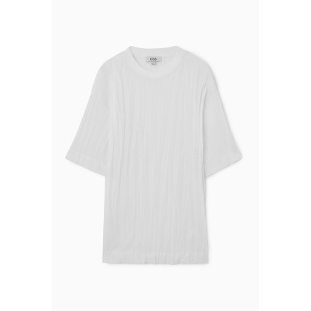 COS OVERSIZED-T-SHIRT AUS JERSEY IN KNITTEROPTIK WEISS Im Angebot