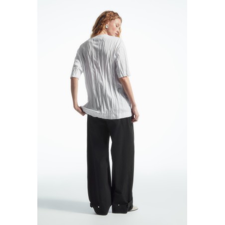 COS OVERSIZED-T-SHIRT AUS JERSEY IN KNITTEROPTIK WEISS Im Angebot