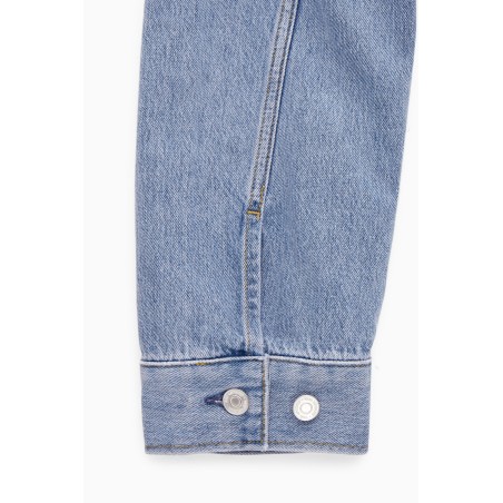 COS VERKÜRZTE OVERSIZED-HEMDJACKE AUS DENIM HELLBLAU Im Angebot