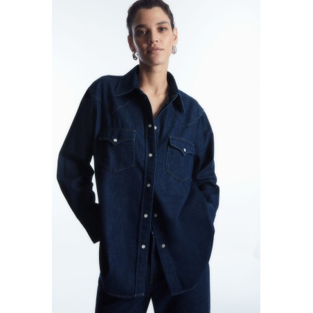 COS OVERSIZED-JEANSHEMD IM WESTERN-STIL Dunkelblau Im Angebot