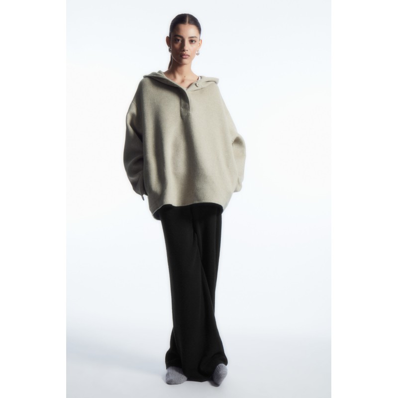 COS OVERSIZED-KAPUZENPULLOVER AUS DOUBLEFACE-WOLLE HELLES BEIGE Im Angebot