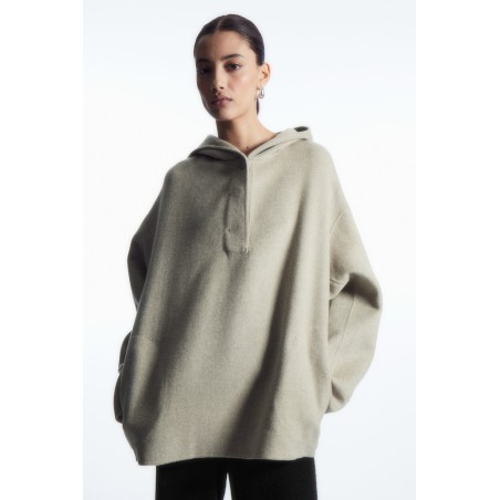 COS OVERSIZED-KAPUZENPULLOVER AUS DOUBLEFACE-WOLLE HELLES BEIGE Im Angebot