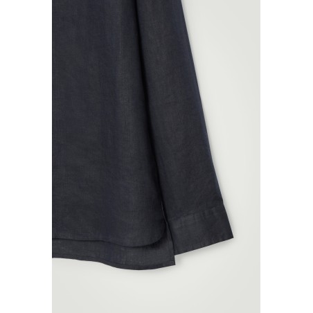 COS OVERSIZED-HEMD AUS LEINEN MIT GRANDAD-KRAGEN NAVYBLAU Im Angebot