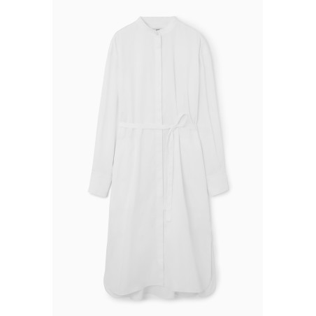 COS OVERSIZED-HEMDBLUSENKLEID MIT GRANDAD-KRAGEN WEISS Im Angebot