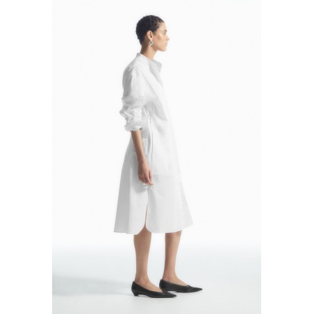 COS OVERSIZED-HEMDBLUSENKLEID MIT GRANDAD-KRAGEN WEISS Im Angebot