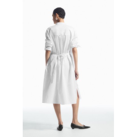 COS OVERSIZED-HEMDBLUSENKLEID MIT GRANDAD-KRAGEN WEISS Im Angebot