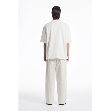 COS OVERSIZED-T-SHIRT MIT KURZER KNOPFLEISTE WEISS Im Angebot