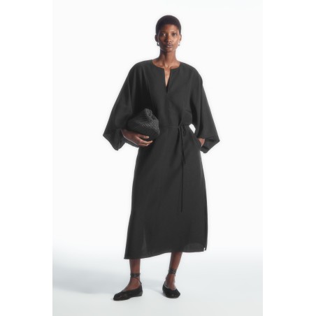 COS KAFTAN-MIDIKLEID MIT OVERSIZED-PASSFORM SCHWARZ Im Angebot