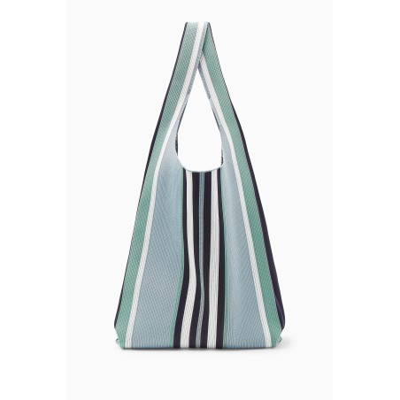 COS GROSSE TOTE BAG AUS STRICK BLAU/GESTREIFT Im Angebot