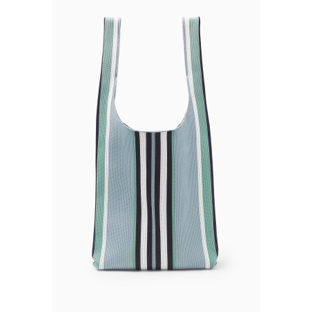 COS GROSSE TOTE BAG AUS STRICK BLAU/GESTREIFT Im Angebot