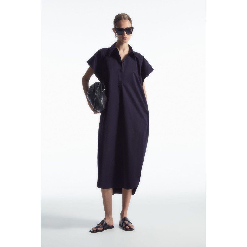 COS OVERSIZED-HEMDBLUSENKLEID IN MIDILÄNGE NAVYBLAU Im Angebot