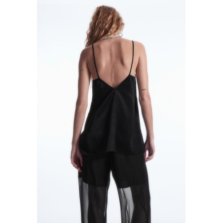 Original COS ASYMMETRISCHES SATIN-TOP MIT SPITZENBESATZ SCHWARZ