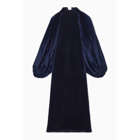 COS PLISSIERTES OVERSIZED-MAXIKLEID MIT STEHKRAGEN NAVYBLAU Im Angebot